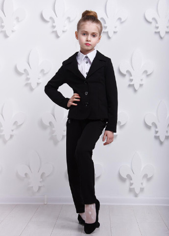 Чорний демісезонний костюм (жакет, брюки) з довгим рукавом Sofia Shelest