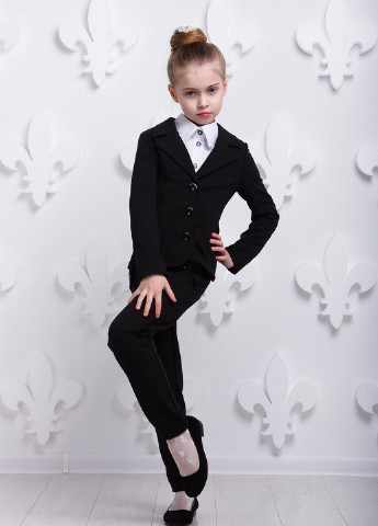 Черный демисезонный костюм (жакет, брюки) с длинным рукавом Sofia Shelest