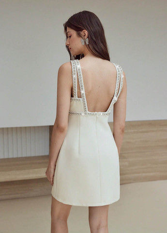 Кремова вечірня, кежуал сукня з відкритими плечима SHEIN однотонна