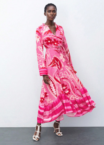 Рожева кежуал сукня кльош SHEIN з квітковим принтом