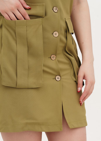 Оливковое (хаки) кэжуал платье рубашка Vicolo однотонное