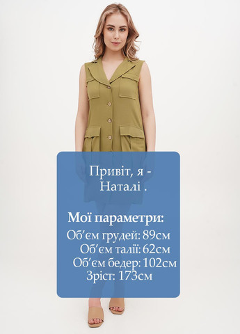 Оливковое (хаки) кэжуал платье рубашка Vicolo однотонное