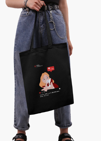 Еко сумка шоппер черная Алиса с жвачкой Дисней (Alice in Wonderland Disney) (9227-1433-BK) MobiPrint (236391113)