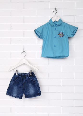 Голубой летний комплект (рубашка, шорты) Lmb