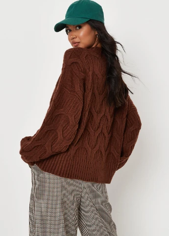 Коричневый зимний свитер джемпер Missguided