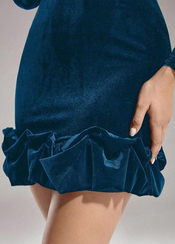 Морської хвилі коктейльна сукня силуетна SHEIN однотонна