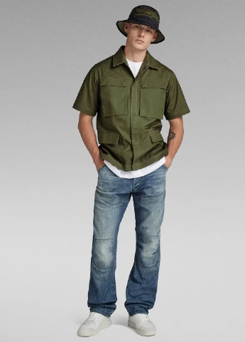 Оливковковая (хаки) кэжуал рубашка однотонная G-Star Raw