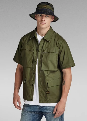 Оливковковая (хаки) кэжуал рубашка однотонная G-Star Raw