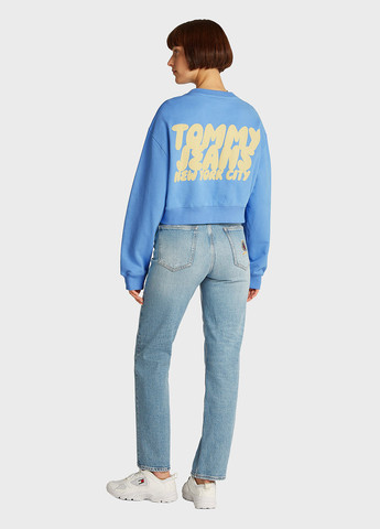 Блакитний світшот Tommy Jeans напис без декору (344461709)