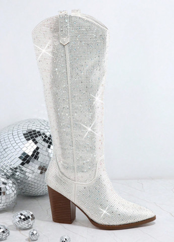 Осенние сапоги казаки SHEIN со стразами