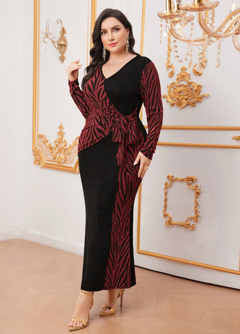 Комбінована кежуал, вечірня сукня силуетна SHEIN з абстрактним візерунком