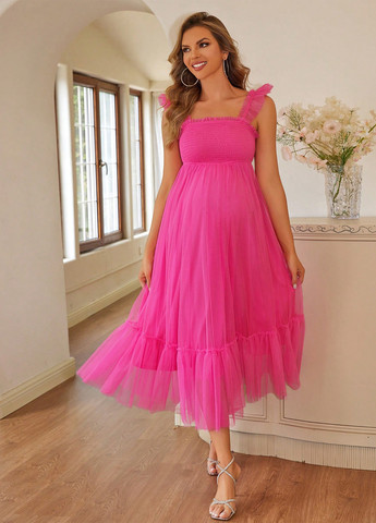 Фуксинова (кольору Фукія) святковий, вечірня, кежуал плаття для вагітних SHEIN однотонна