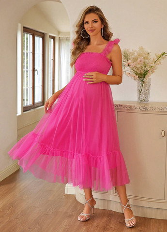 Фуксинова (кольору Фукія) святковий, вечірня, кежуал плаття для вагітних SHEIN однотонна