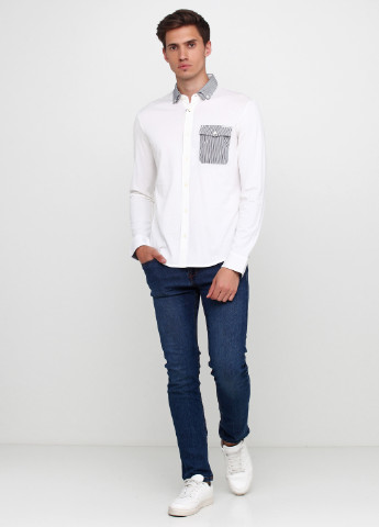 Белая кэжуал рубашка однотонная Emporio Armani