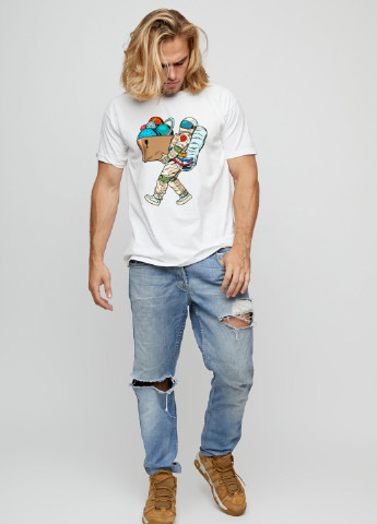 Біла футболка чоловіча basic /air print/ YAPPI