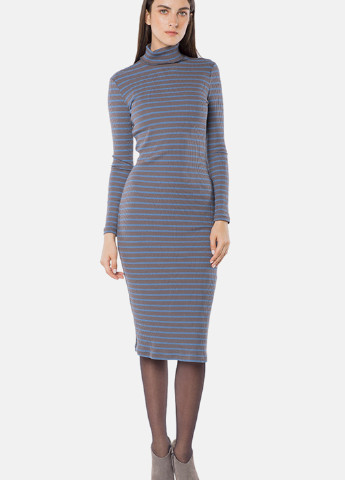 Сіро-голубий кежуал сукня MR 520 в смужку