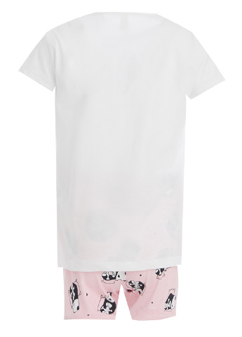 Біла всесезон піжама футболка + шорти DeFacto