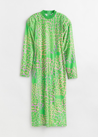 Зеленое кэжуал платье H&M леопардовый