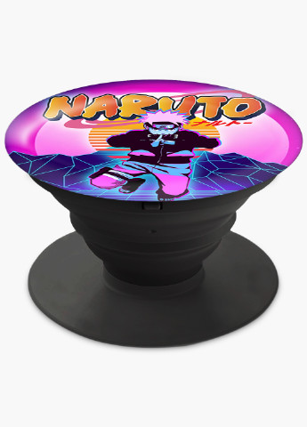 Попсокет (Popsockets) держатель для смартфона Наруто Узумаки (Naruto Uzumaki) (8754-2629) Черный MobiPrint (216836501)