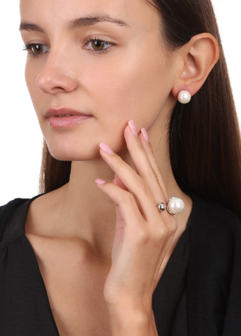 Каблучка з великою білою перлиною Sincera (219197053)