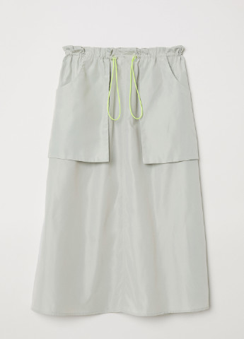 Серая кэжуал однотонная юбка H&M а-силуэта (трапеция)