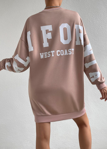 Пудровое кэжуал платье платье-свитшот, оверсайз SHEIN с надписью