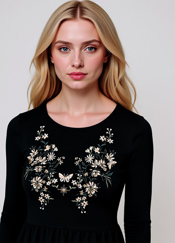 Чорна кежуал сукня кльош House з квітковим принтом