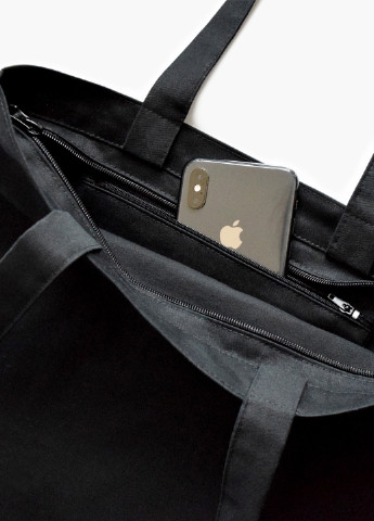 Еко сумка шоппер черная ZARAZA на молнии (9227-1782-BKZ) MobiPrint (236265456)