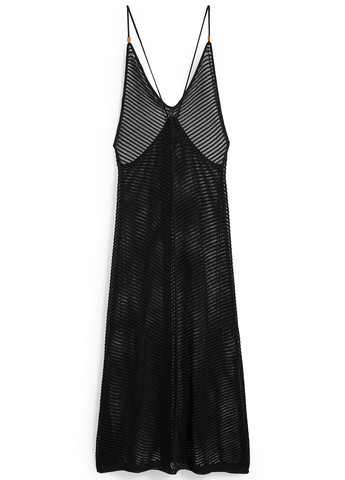 Черное пляжное платье с открытой спиной C&A однотонное