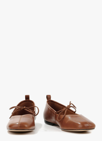 Жіночі балетки Le'BERDES | коричневі однотонні зав'язки натуральна шкіра (322646243)