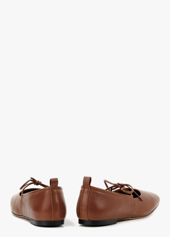 Жіночі балетки Le'BERDES | коричневі однотонні зав'язки натуральна шкіра (322646243)