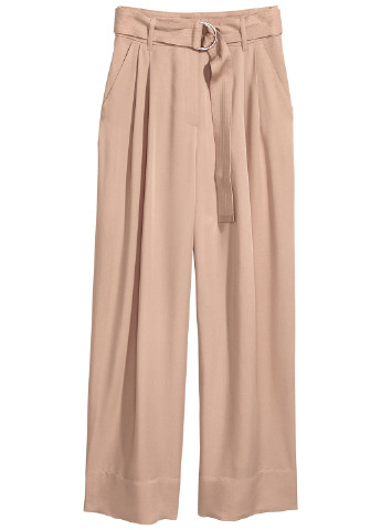 Светло-бежевые кэжуал демисезонные палаццо брюки H&M