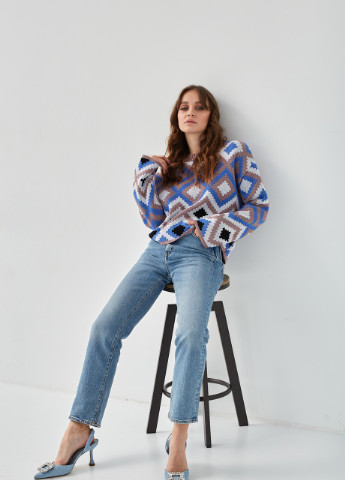 В'язаний джемпер "Лайт" (волошковий, чайне дерево, білий, чорний) MEREZHKA (254774476)