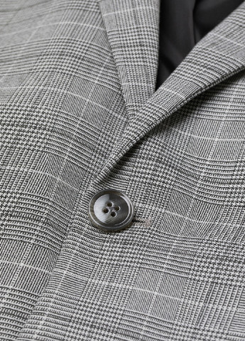 Пиджак H&M клетка серый кэжуал полиэстер, вискоза