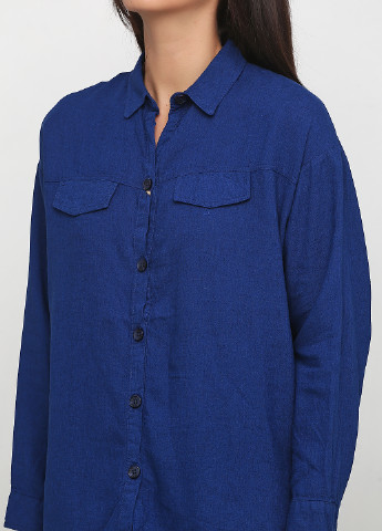 Синяя кэжуал рубашка однотонная Madoc Jeans