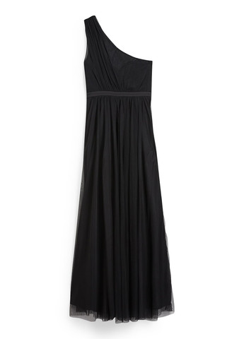 Черное кэжуал, вечернее платье в стиле ампир, на одно плечо C&A однотонное
