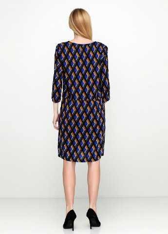 Темно-синя кежуал сукня без підкладу BRANDTEX CLASSIC з геометричним візерунком