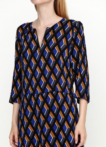 Темно-синее кэжуал платье BRANDTEX CLASSIC с геометрическим узором