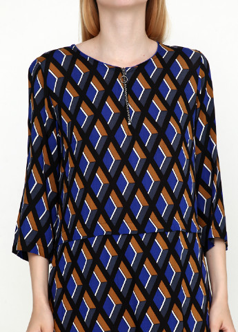 Темно-синя кежуал сукня без підкладу BRANDTEX CLASSIC з геометричним візерунком