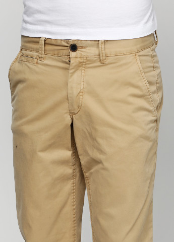 Светло-бежевые кэжуал демисезонные прямые брюки Esprit