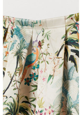 Бежевая цветочной расцветки юбка H&M