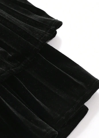 Черная кэжуал однотонная юбка SHEIN плиссе