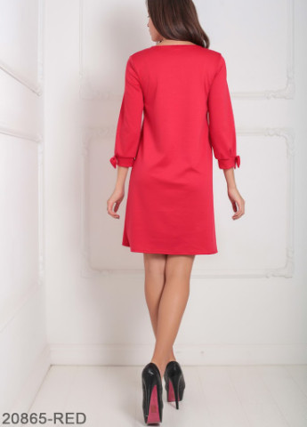Червона кежуал вільне жіноче плаття трапеція з французького трикотажу ramada червоний Podium однотонна