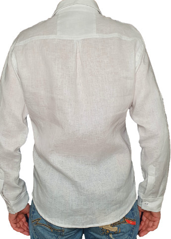 Белая кэжуал рубашка однотонная No Brand