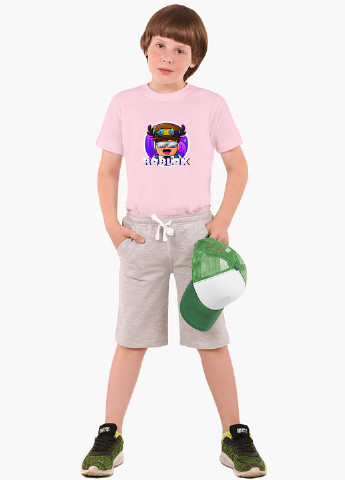 Розовая демисезонная футболка детская роблокс (roblox)(9224-1218) MobiPrint