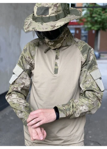 Сорочка чоловіча військова тактична з липучками під шеврони ЗСУ Убакс Туреччина L 6584 хакі No Brand (253744389)