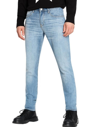 Голубые демисезонные слим джинсы Armani Exchange