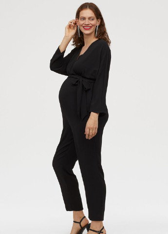 Комбінезон для вагітних H&M комбінезон-брюки однотонний чорний кежуал поліестер