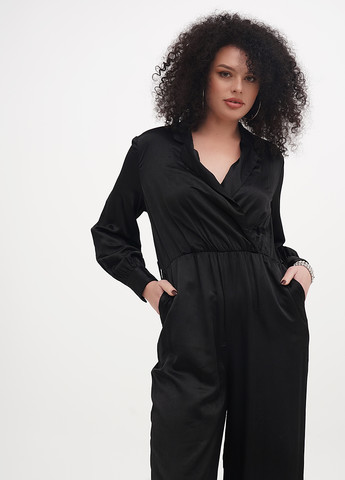 Комбинезон C&A комбинезон-брюки однотонный чёрный кэжуал вискоза