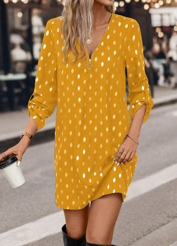 Жовтий кежуал сукня а-силует SHEIN в горошок